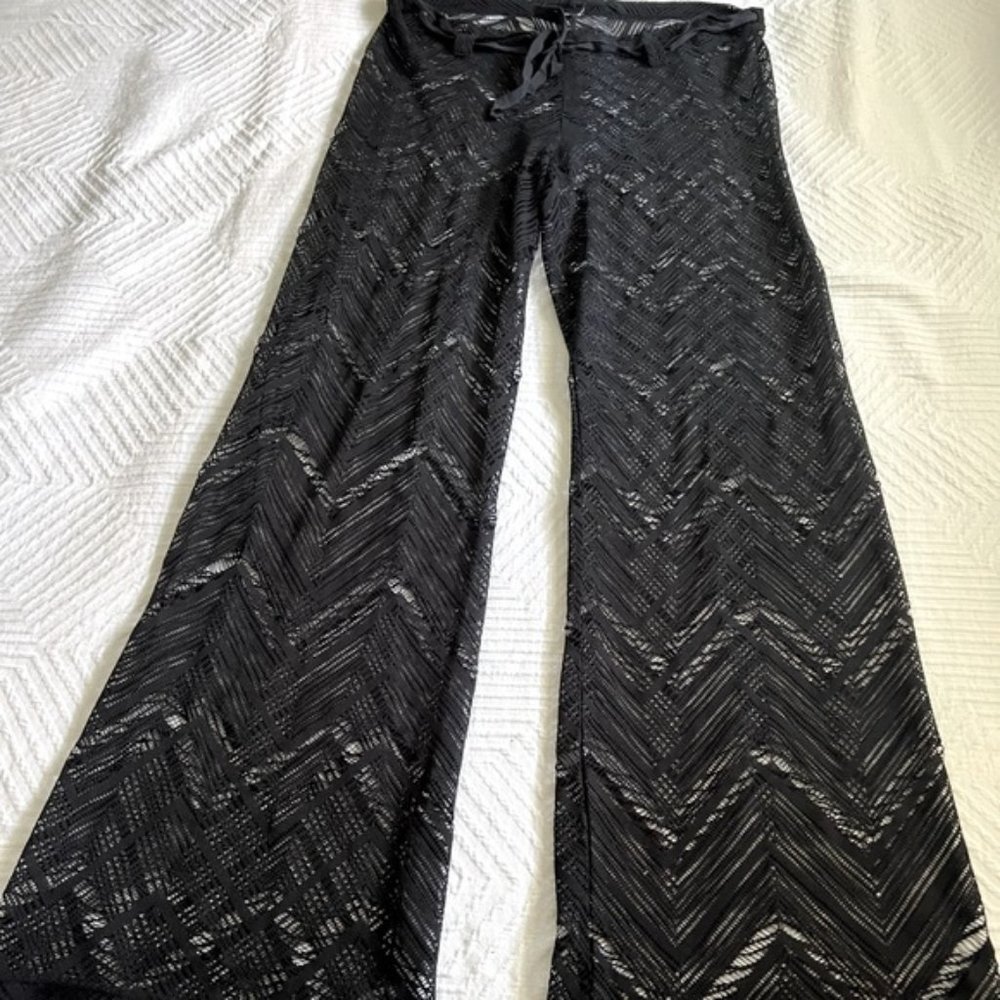 ASOS - Mesh wide leg / flare low rise pant - swim cover / festival - size medium